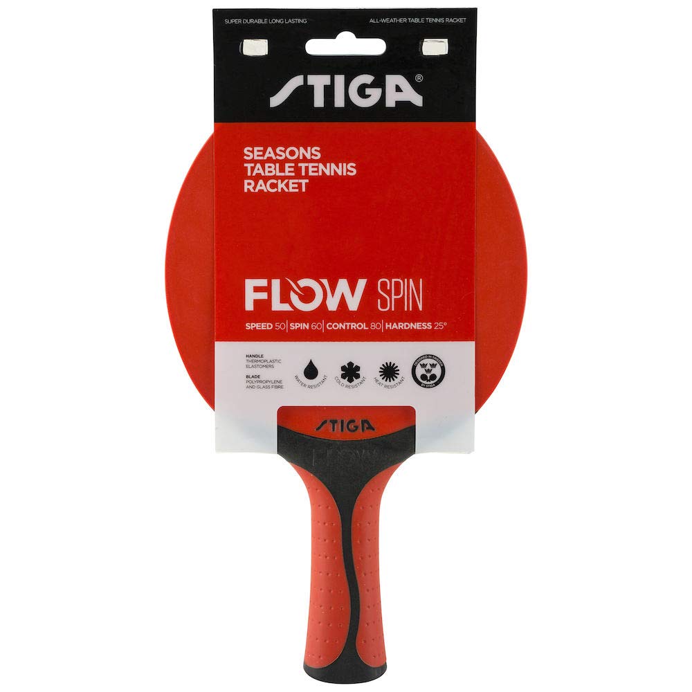 Stiga Seasons Flow Spin Table Tennis Bat for Indoor and Outdoor Play, Red/Black