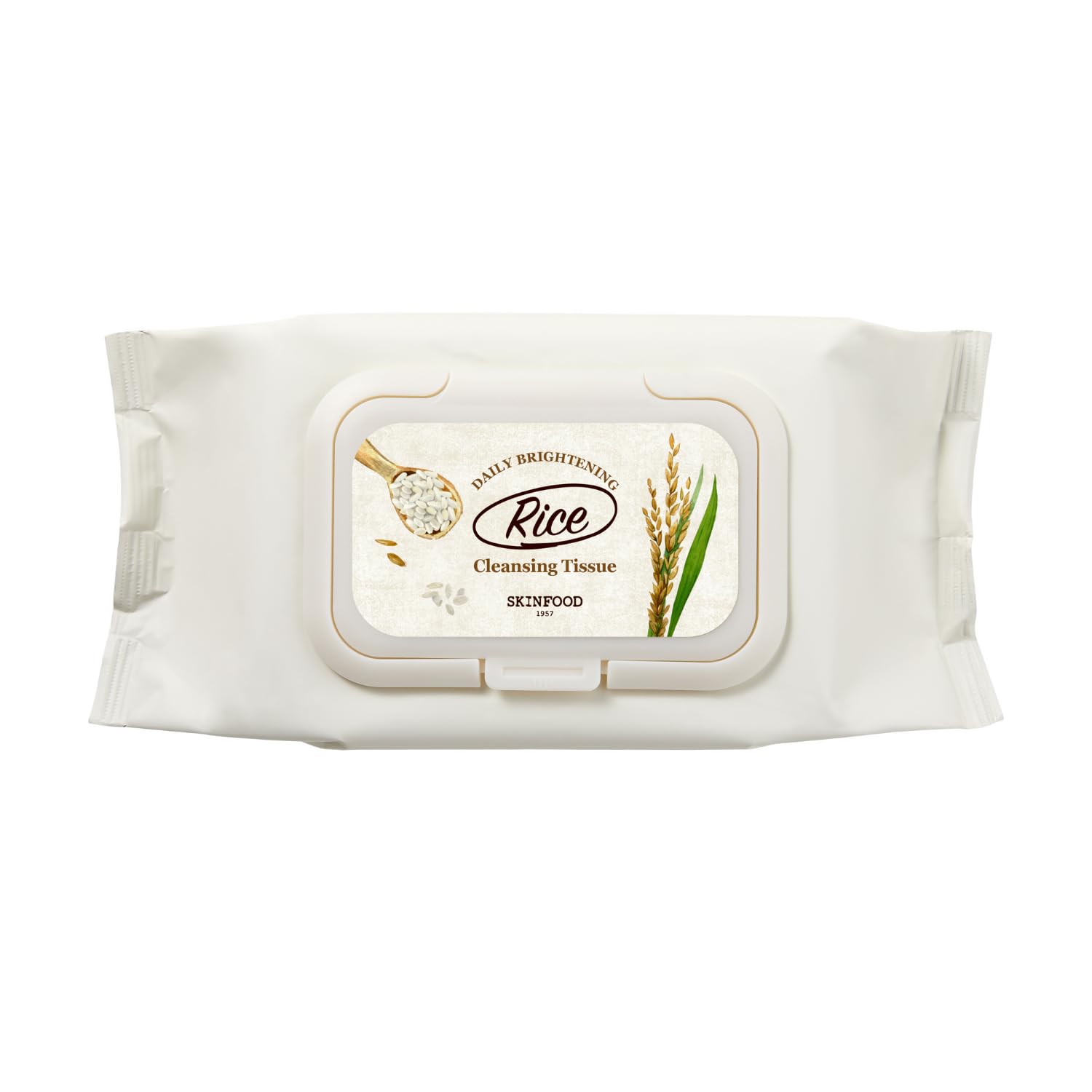 SKINFOOD Rice Cleansing Wipes - Daily Hypoallergenic Rice Nourishing Makeup Remover Tissue Wipe - Facial Skin Clear & Refreshed - Korean Beauty Face Wipes for Women - Travel Makeup Wipes (80 Sheets)