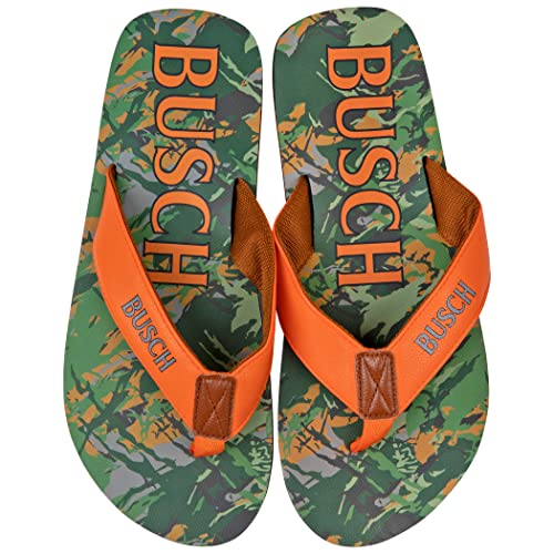 Busch Beer Tree Camo and Hunter Orange Men's Flip Flop Sandals