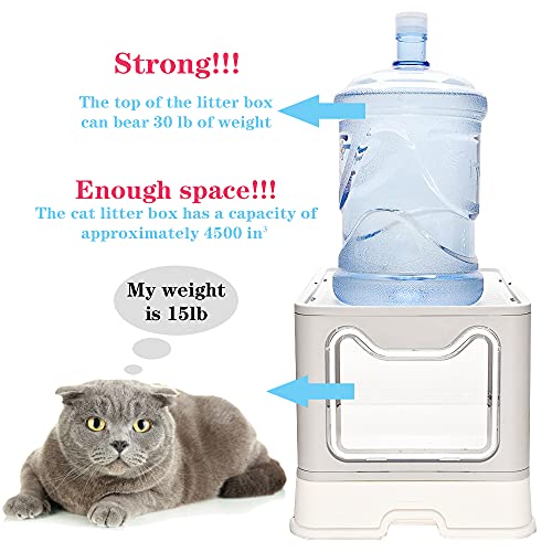 Arenero plegable para gato con tapa y pala, grande miniatura 4