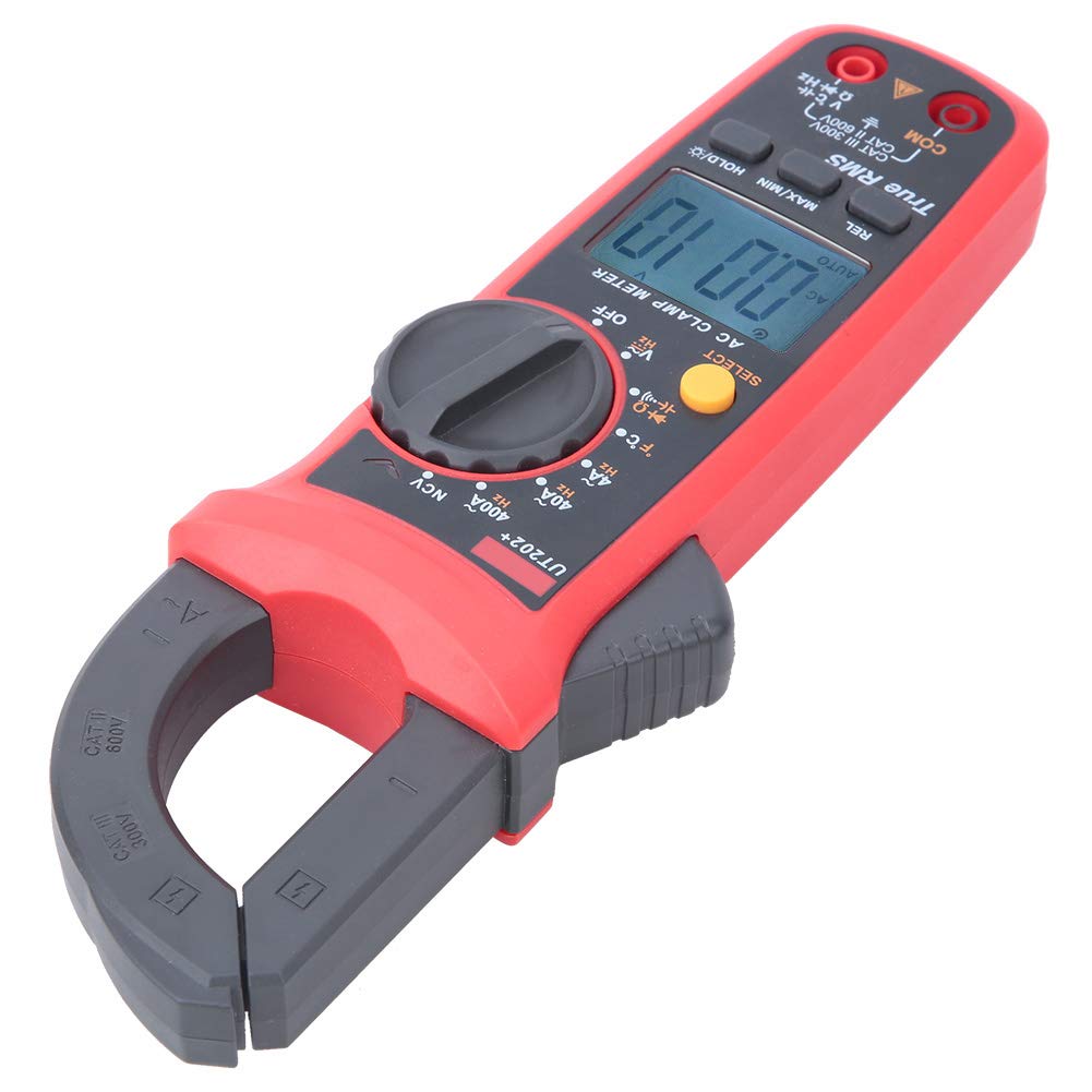 UT202 Plus Pinza amperimétrica portátil de mano con rango automático True RMS, tamaño de apertura de mandíbula de 28 mm, con pantalla LCD retroiluminada grande, para elect