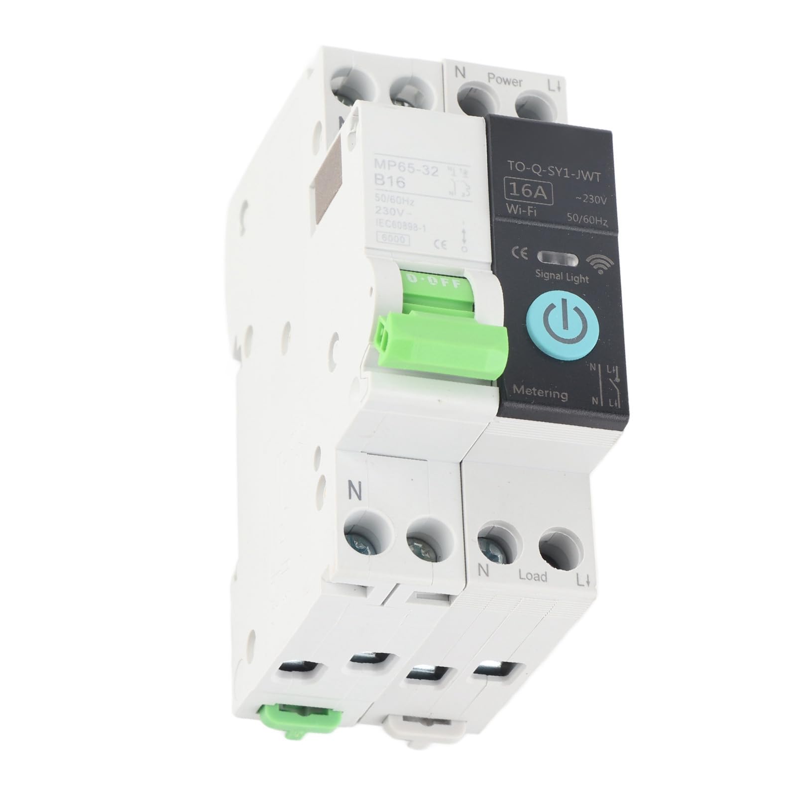 Yctze Disyuntor WiFi 1P+N con Control Remoto, Monitoreo de Energía y Capacidad de Corte 6KA - 16A AC230V para Integración en el Hogar