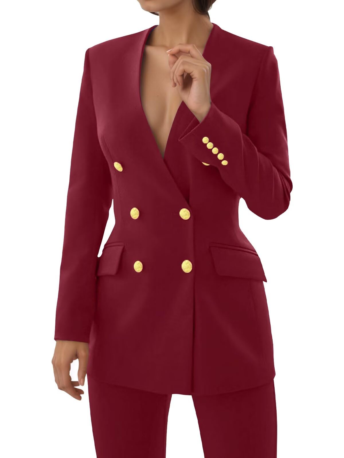 Womens Suit 2 Piece Double Breasted Suit Women Slim Fit Wedding Prom Blazer Pants Bridesmaid Set