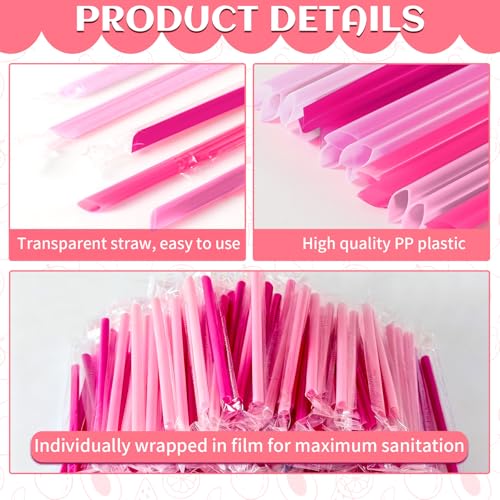 Pitillos desechables plástico 5 pulg. rosados 1000 pcs miniatura 4