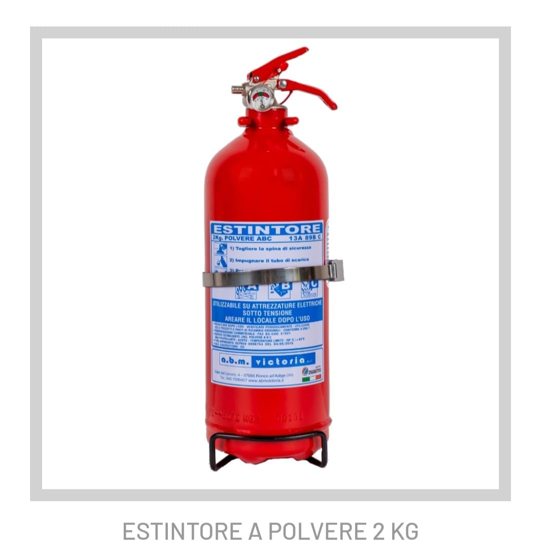 2 Estintori a Polvere 2 kg Certificati con Staffa e Cartello