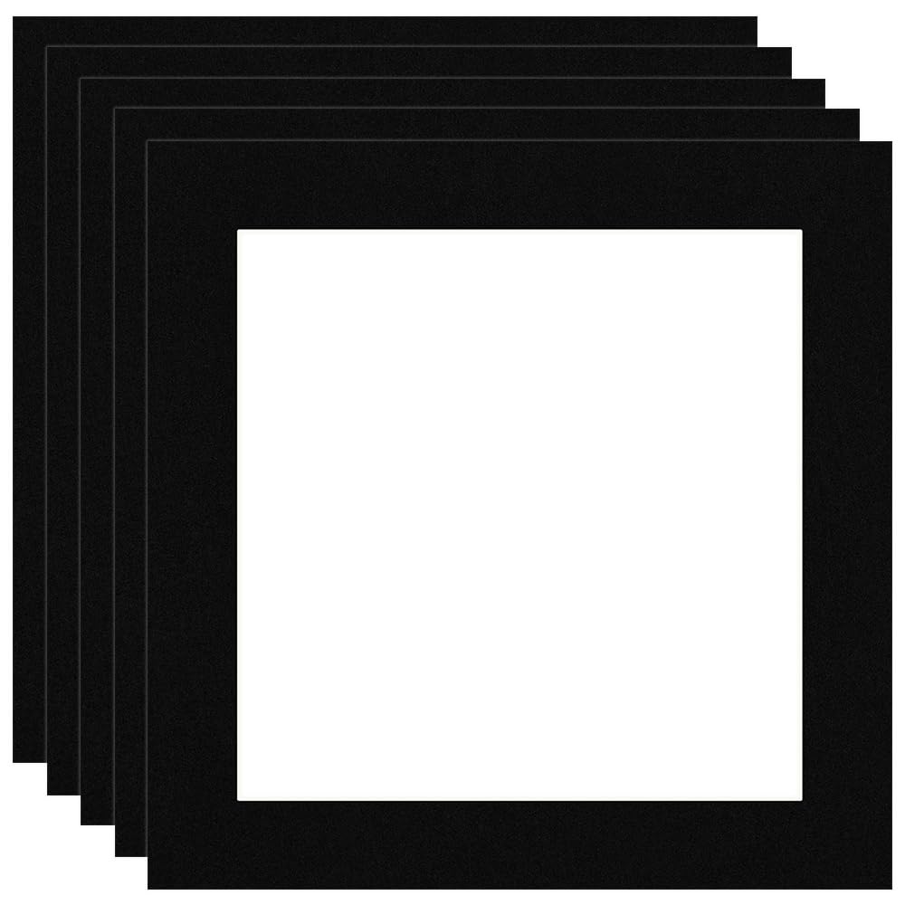 Procut Global 40x40cm Black Picture Mounts Board to Fit 30x30cm Aperture Size - Photo Mount Card Ideal for Prints, Artwork, Crafts & Certificates - Sizes & Colors Available - Pack of 5 — image 1