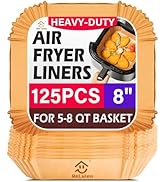Air Fryer Liners Disposable, 125pcs Non-stick Disposable Airfryer Liners, 8 Inch Unbleached Parch...