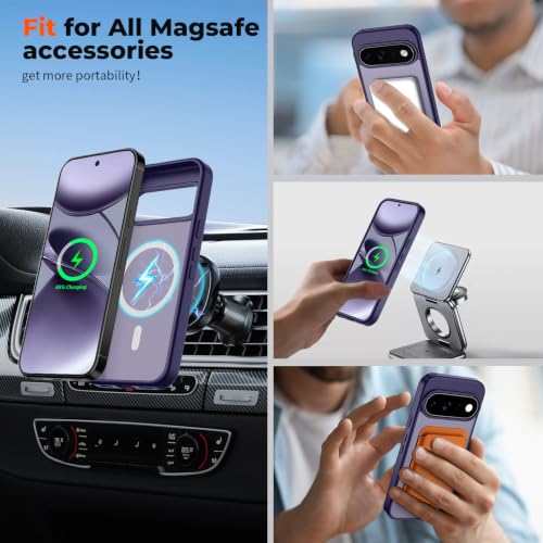 Image of SUPFINE Magnetic for Google Pixel 11 Pro XL Case - Dark Purple | With Screen Protector,Translucent Matte,Built-in Magnets,Military Grade Drop Protection,Shockproof Phone Cover