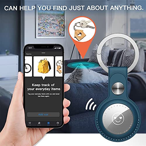 Benazcap 4 Piezas Funda de Piel Sintética para AirTags Key Finder (Locator Tracker), Mini AirTags Tracker Cover Skin, AirTags Case Cover con Llavero