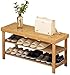 Mnjin Scarpiera Scarpiera Panca Armadio portaoggetti bambù 2 Livelli Ingresso Semplice e Moderno Organizzatore Armadio Versatile in Legno Intagliato con tampone Antipolvere