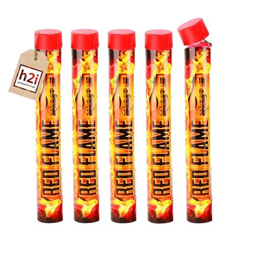 h2i Bengalo - Bengalfeuer | 5 St. | Rot | 40 s | Kraftvolle Handfackel für spektakuläre Lichteffekte | Leuchtfackel & Lanzenlicht mit Heller Flamme & Rauch | Ideal für Partys & Events | Kat F1
