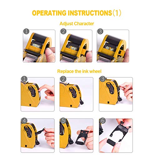 ASIBT MX5500 EOS Yellow 8 Digits Pricing Gun Kit with 7,000 Labels & Spare Ink - Thumbnail 6
