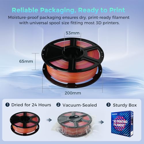 Image of FLASHFORGE Rapid PLA Filament 1.75mm + /- 0.02mm Yellow to Pink Gradient, Max 500mm /s High Speed Printing, 3D Printer Filament 1kg(2.2lbs), Changing Colors with Light