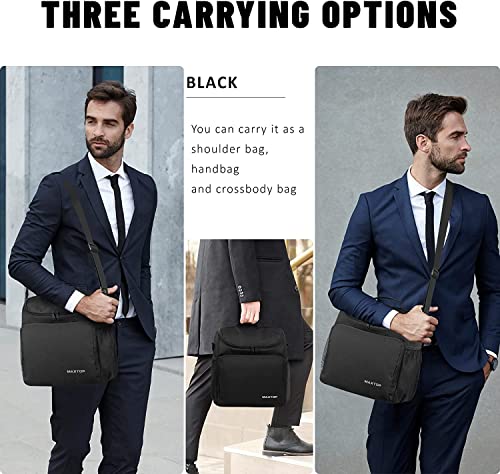 Image of Insulated Lunch Bag with Shoulder Strap, Large Cooler Tote Bag, Black, for Work and Travel (Black)