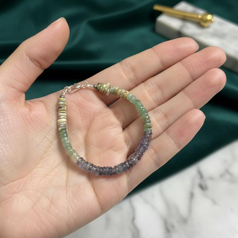 LKBEADS 5x3mm Opona Kształt Opony Naturalne Kamienie Szlachetne Link Bransoletka Jednokolorowe Kamienie Kolorowe Kamienie Szlachetne Bransoletka 7 cali Ręcznie Robiona Biżuteria |LK_SLNK_00164