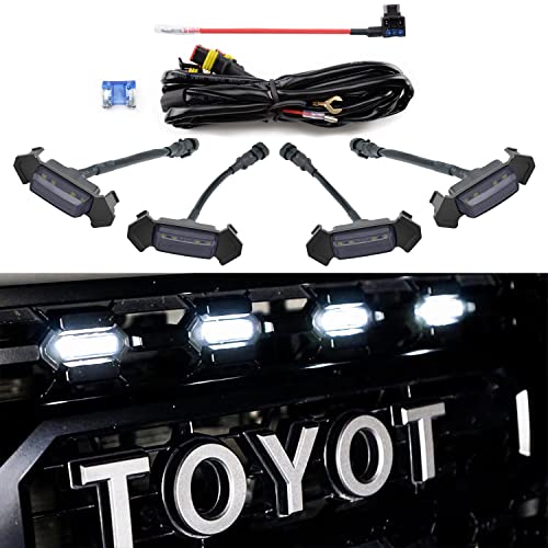 AUXLIGHT Car Accessories, 4PCS LED Front Grille Raptor Lights with Fuse & Wiring Harness, Compatible with 2016 2017 2018 2019 Toyotaa Tacoma TRD Pro (White) by AUXLIGHT - Used condition - US$23.00