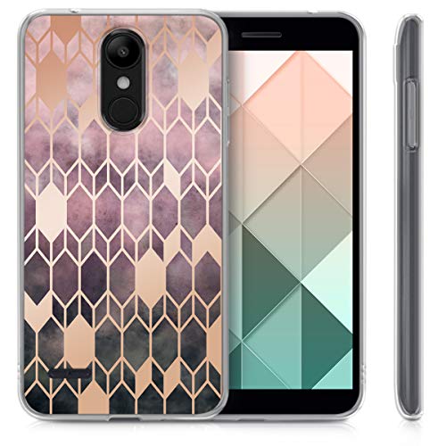 Kwmobile Case Compatible With Lg K8 (2018) / K9 - Case Clear Tpu Cover With Design - Glory Dark Pink/Rose Gold #TOP3