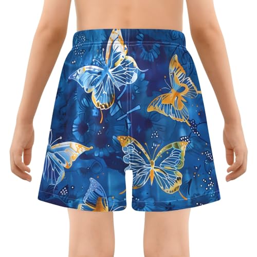 Toddler Boys Swimwear Swim Trunks with Compression Liner 4T Butterfly Batik Blue3