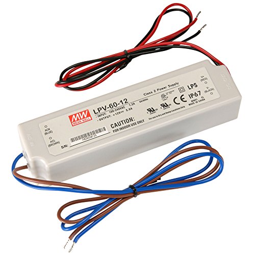 LPV-60-12 Sealed Panel Mount LPV Series AC-DC 12-volt 5-Amp Power Supply with LED Driver