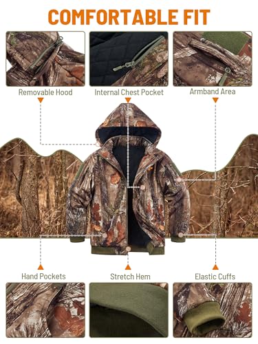 Image of NEW VIEW Kids Camo Hunting Clothes Silent, Youth Hunting Jacket for Cold Winter, Camouflage Hunting Coat for Boys & Girls