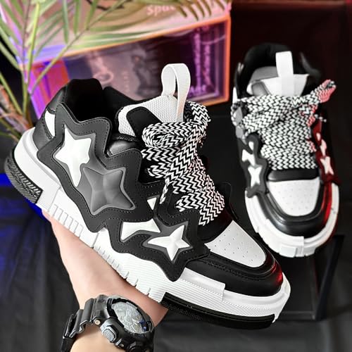 Geerta Chunky Y2K Star Sneaker Platform Ugly-Cute Retro Fashion White Walking Shoes for Women Teen Girls Thick Sole Vintage Japanese Street Style Wide Round Toe Trainer2