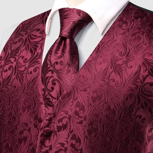 Hi-Tie Silk Mens Suit Vests and Tie Set Lapel Pin Gold Tie Clip Paisley Floral Casual Waistcoat Tuxedo Wedding Party Business4