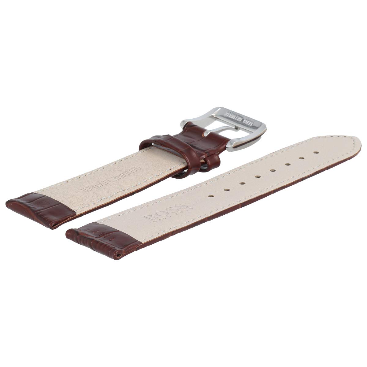 Hugo Boss - Bracelet de montre 659302267 - 22 mm - En cuir - Marron - Crocodile
