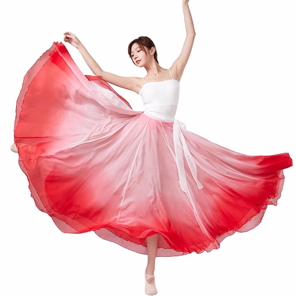 EFLALYHG Abito da Ballo Lungo in Stile Bohémien da Donna, con Orlo sfumato, Abiti da Competizione di Danza Professionale