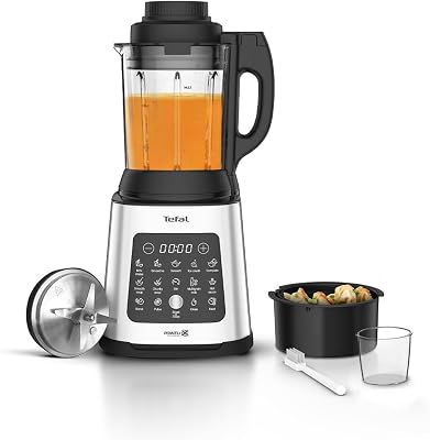 Tefal Blender & Soup Maker Perfectmix Cook, 2L, 10 Auto Programs, Smoothie Maker, Removable Blades, Cleaning Program & Brush, Glass Jug, Tamper, Hot & Cold Kitchen Blender, Cooking, BL83SD65