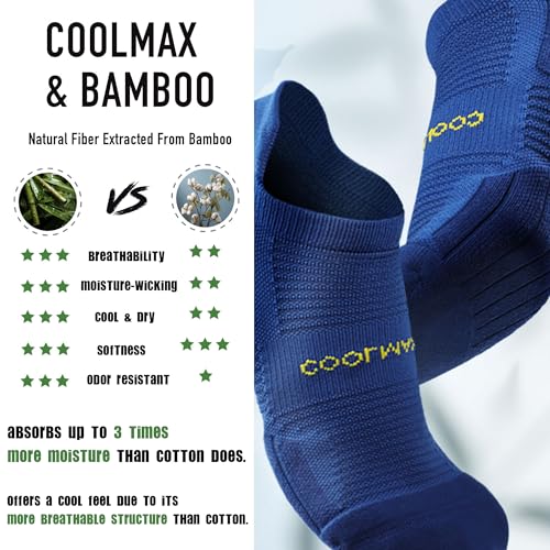 BRISIRA Coolmax Bamboo Viscose Compression Running Socks 3 Pairs Ankle Low Cut Athletic Anti Blister Cushioned Seamless4