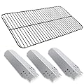 Set of Porcelain Steel Cooking Grid and Three Stainless Steel Replacement Heat Plates for Charbroil Classic 360 3 Burner, G215-0203-W, G305-0006-W1, 463742418 Charbroil Classic 3 burner