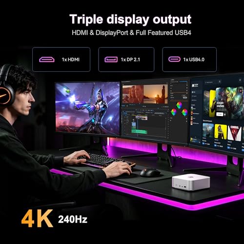 Image of Beelink SER10 MAX Mini PC, AMD Ryzen AI 9 HX 470 Mini Computer (12C /24T, up to 5.2GHz), 32GB DDR5 RAM 1TB NVMe SSD, 86 Tops Mini AI PC, Wi-Fi 6, BT5.2,10G LAN, USB4 /40Gbps, HDMI+DP Triple 4K Display
