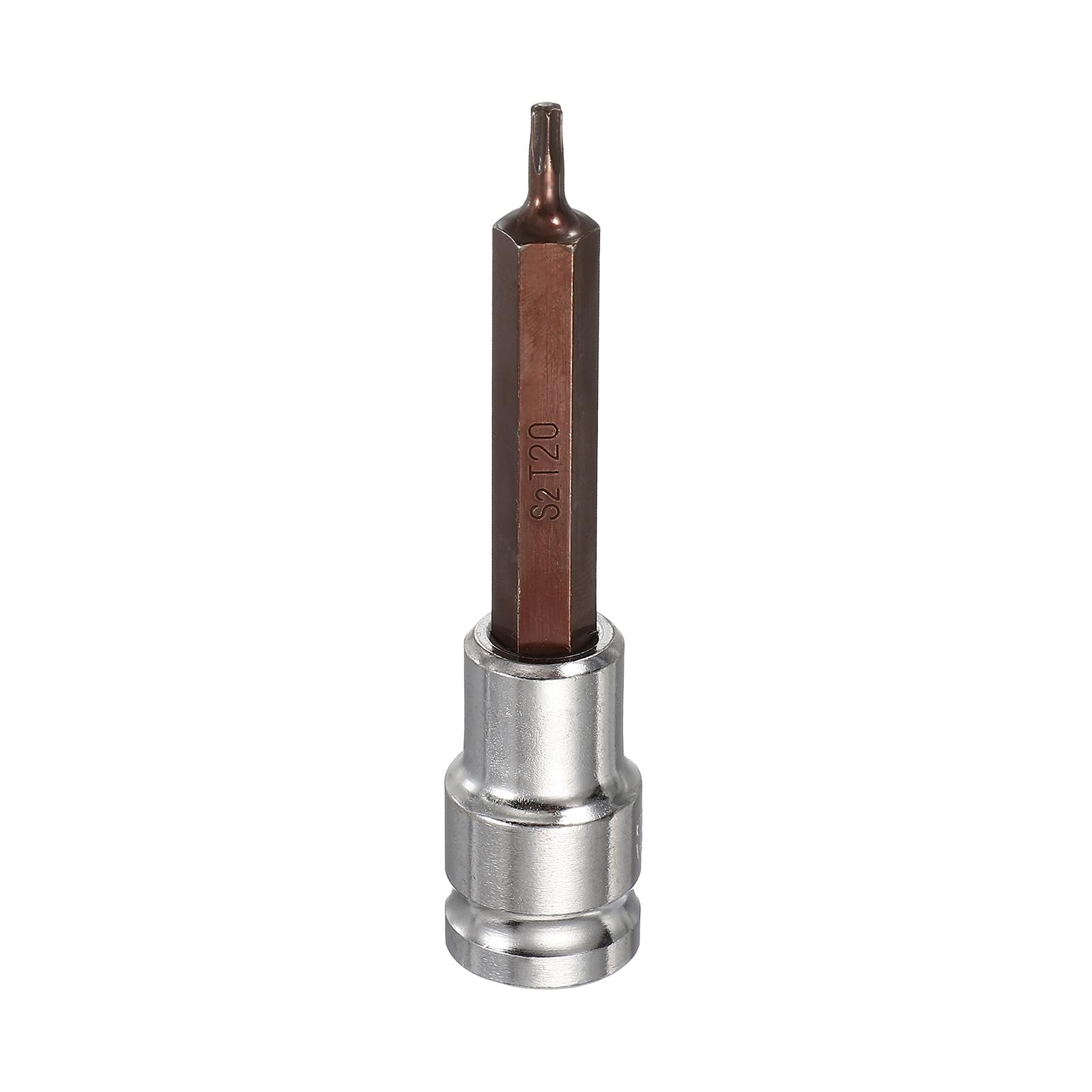 sourcing map Torx Bit Socket 1/2" Drive T20 S2 Steel 6 Point Head Long Screwdriver Drill Bits CR-V Steel Socket Adapter for Home Auto Axle Hex Nuts Bolts Repair — image 1