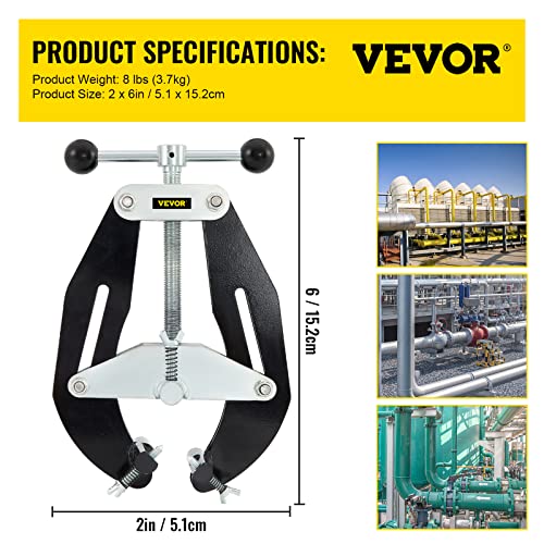 Image of VEVOR Pipe Clamp, 2 to 6 in, High Strength Ultra Clamp with Quick Acting Screws, Steel Pipe Alignment Tool with Lightweight Design, Black