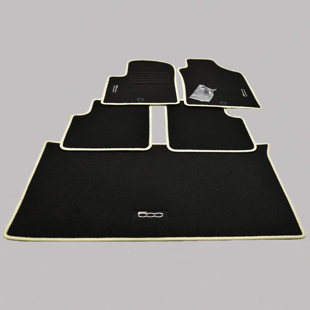 Velours Fußmatten + Kofferraum Set geeignet für FIAT 500 + 500 C Cabrio ab Bj.2007-2013 cr