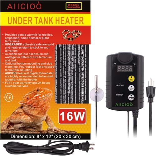 Heat Mat and Thermostat That Will Transform Your Gardening Game 6 Aiicioo Under Tank Heater Thermostat - Reptile Heating Pad with Temperature Control Reptile Heat Mat for Combo Set for Hermit Crab Lizard Terrarium 16W