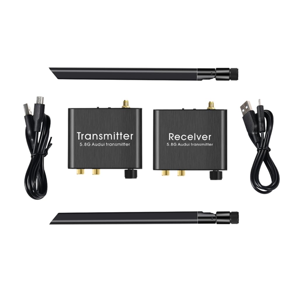Bezprzewodowy nadajnik i odbiornik audio 50 m 5,8 G bezprzewodowy adapter audio z konwerterem R/L 3,5 mm do TV Box DVD PC
