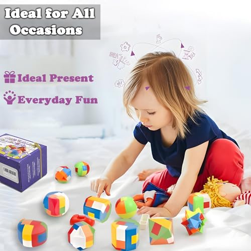 Image of WISHKEY 9-Piece Kids Puzzle Set, Geometrical Shapes Puzzle Blocks for Kid, Learning Toy for School Kid, Educational Gift for Kid's- Enhance Focus and Memory, 8+ Years (Set of 9, Multicolor)