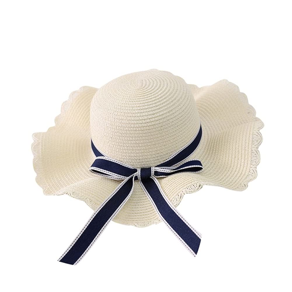 Sombreros para Mujer, Sombrero de Paja Grande de Verano, Flexible, Ancho, con Lazo, Plegable, para Playa (Mcode)