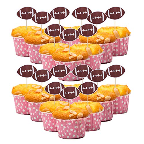 60PCS Football Action Cake Cupcake Toppers - Fooltball Sport Birthday Party Decorations Supplies Favors Cake Decor