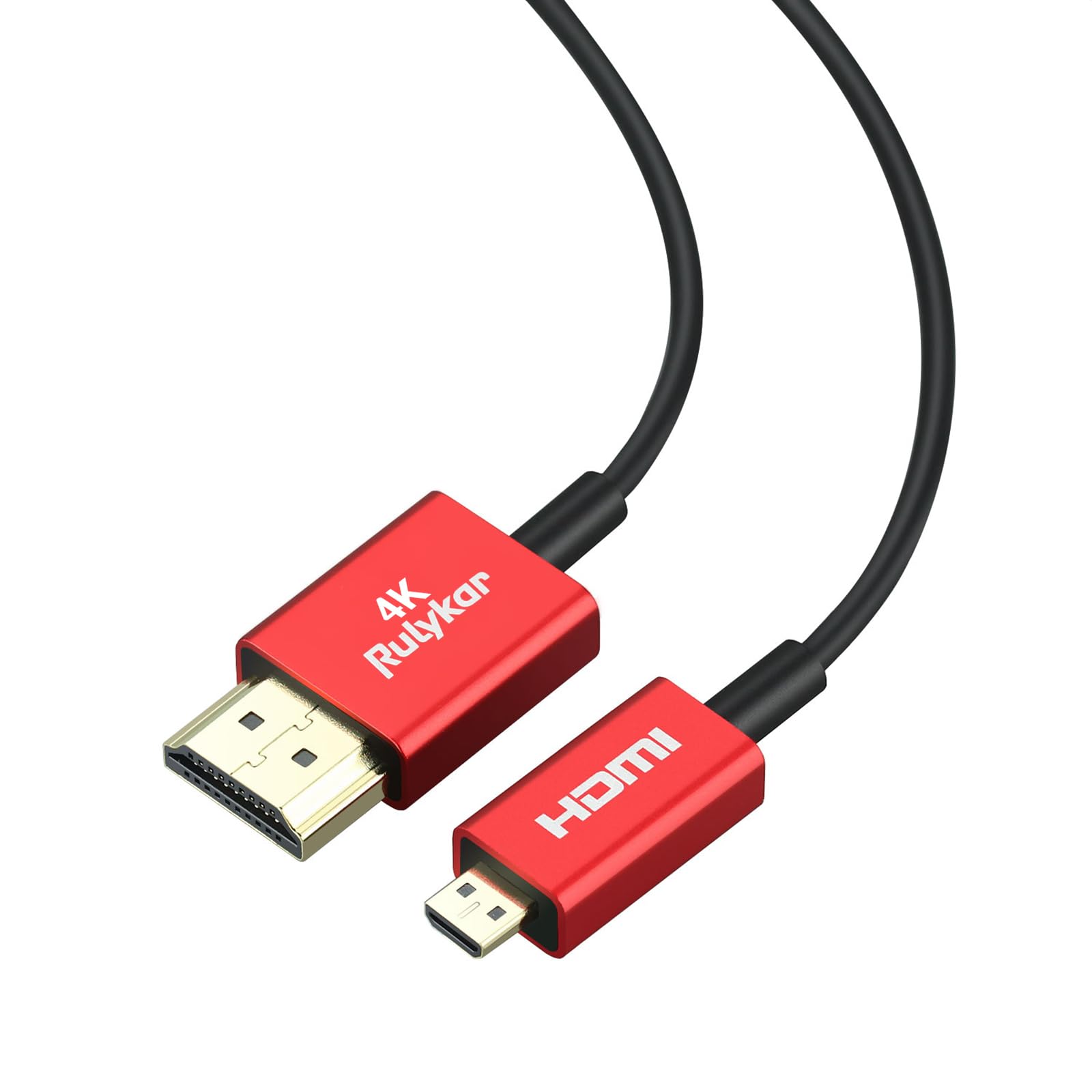 Micro HDMI 4K a HDMI 4.9 pies/1.5 m, ultra alta velocidad 48 Gbps, cable HDMI ultrafino Φ2.5 mm, 4K a 60Hz, compatible con cámara 7 6 5 A6000 A6300 B500 3 Pro y más, plata, blanco
