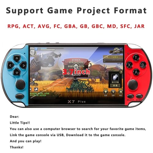 VIMZEE PREMIUM New 2025 X7 Handheld Kids Game Console 4.3 Inch Updated Video Game Console 1 Player Double Rocker 8GB Memory Built in 3000+ Games Mp5 Game Controller, Support AV/TV Output 8 514NnLQ9ENL