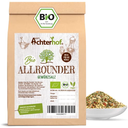 Allrounder Gewürzsalz Bio 100g | Gewürzsalzmischung aus 11 verschiedenen Gewürz- und Kräuterkomponenten | Bio-Qualität | vom Achterhof