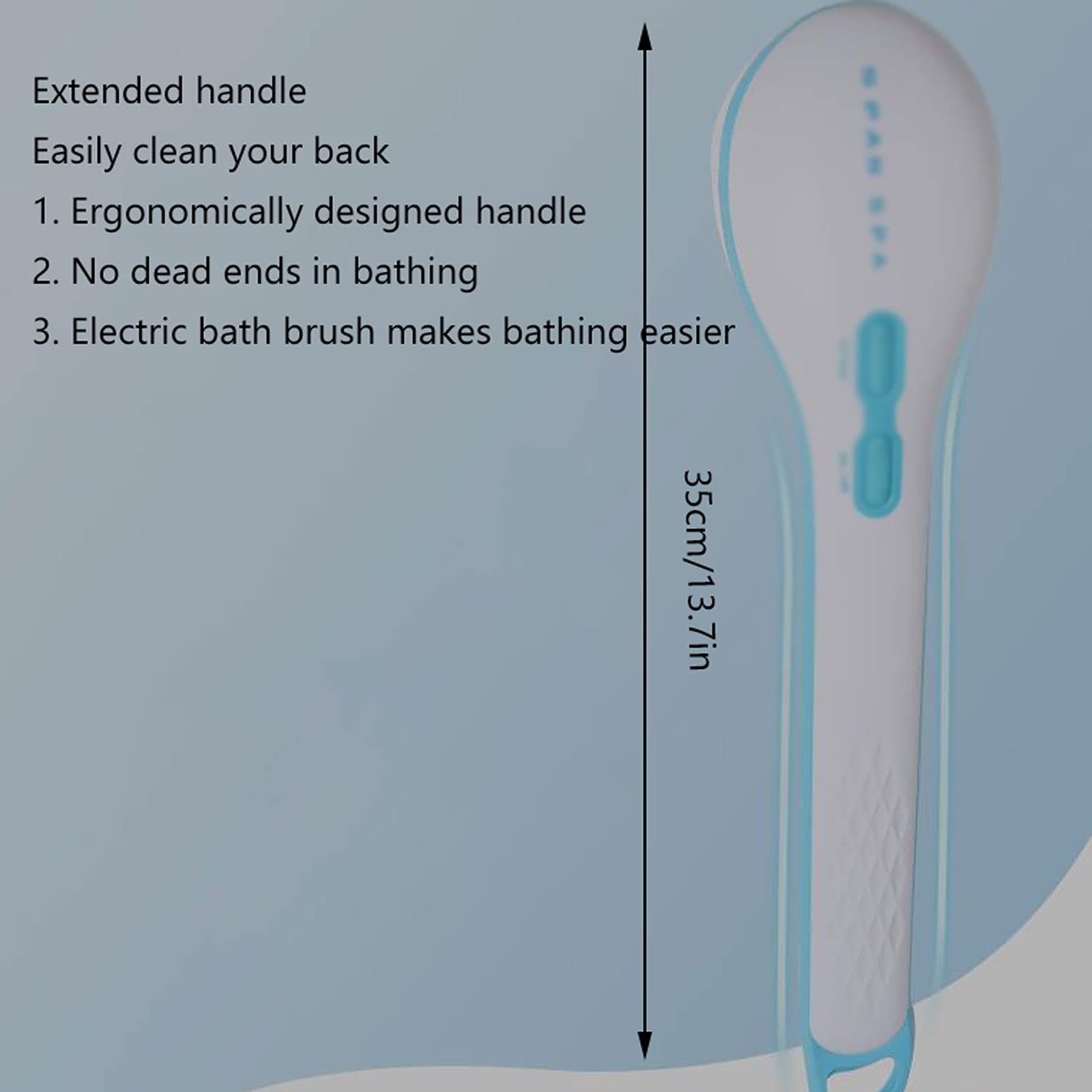 Cepillo de Ducha Masaje eléctrico Cepillo de Fregar Cepillo de baño Frotar la Espalda Bañarse y limpiarse la Espalda Cepillo de Limpieza Corporal de Mango Largo Cepillo Corporal de baño