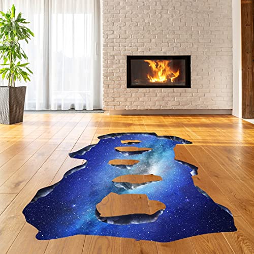 3D Space Bridge Floor Vinyl Decal - Bathroom Living Room Flooring Galaxy Decals Decor Stickers Decoration Kids Classroom Sticker (118'' x 97'')