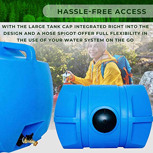 Portable Water Tank, Plastic Handle & Hose Spigot, 35 Gallon, Blue - Heavy-Duty Beverage and Hydration Dispenser for Outdoor and Camping Trip