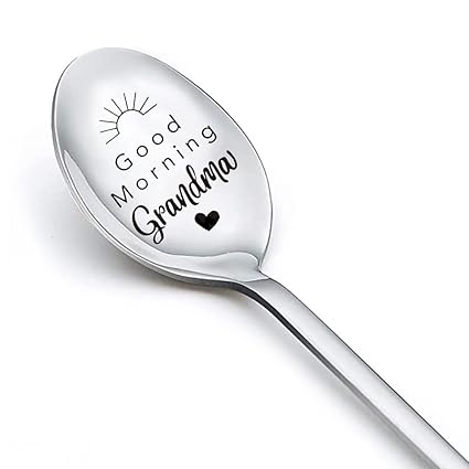 Good Morning Grandma Birthday Gifts for Nana Grandma Engraved Tea Coffee Spoon Grandma Mothers Day Gifts for Nana Grandmother Gifts for Women