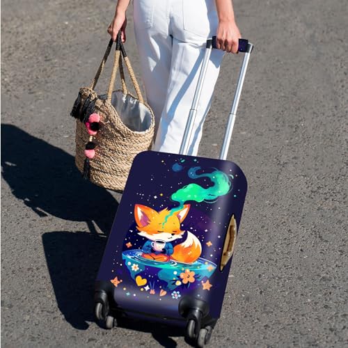 Luggage Cover with Luggage Handle Wrap,Suitcase Cover Washable Anti-scratch Elastic Zipper Baggage Protector Case Fits 25-28 inch,Cute Fox2