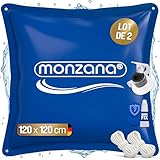 MONZANA® 2X Coussin de Piscine hivernage XL Corde PVC -20°C Double Couture 4 Oeillets Coussin Gonflable Oreiller Piscine Coussin Flottant Valve air