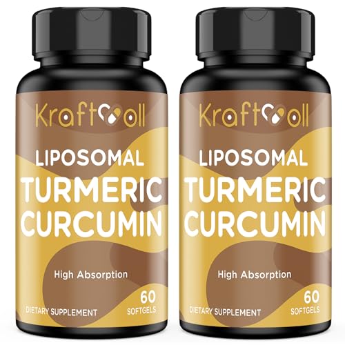 Liposomal Turmeric Curcumin 2200 mg with Black Pepper for Enhanced Absorption and Joint Support, 60